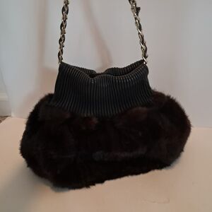 Paolo Masi Women's Purse Genuine Authentic Mink Leather Designer Luxury Chain